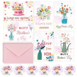 Remerabel 30 Set Mothers Day Cards Assortment, Flowers With Envelopes & Stickers Box Set 4x6 Inch Watercolor Bulk Cards for Mum Women, Grandmother,New Mom In a Boxed Happy Birthday For Business