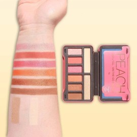 BYS On-The-Go Peach Eyeshadow Palette with Primer Highlighter and Mirror, 6