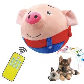 Panup Active Moving Pet Plush Toy - Cute Squeaky Pig Dog Toy for Small Dogs, Talking and Singing Dog Toy, Washable Cartoon Pig Plush Sound Electronic Dog Toy for Pets, Cats, Dogs Red