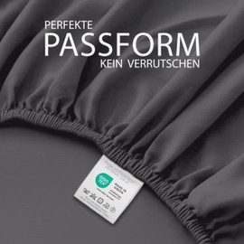 Hausfelder Topper Box Spring Bed Fitted Sheet 140 x 200 to 160 x 200 cm, up to 15 cm Mattress Height, Jersey Cotton Bed Sheet for 140 x 200 cm to 160 x 200 cm Box Spring Beds Mattresses, Anthracite