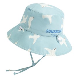 coolable Children's Sun Hat - Adjustable and Foldable Summer Sun Hat with Wide Brim, UPF 50+ UV Protection for Babies and Toddlers, Seagull