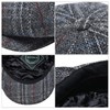 BOTVELA Men's 8 Panel Wool Blend Newsboy Flat Cap Herringbone