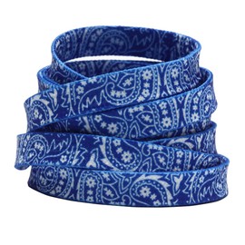 Amerery Shoelaces Flat Laces, Sneakers, Shoelaces, 39.4 inches (100, 120, 140, 160 cm), 0.3 inches (8 mm) Wide, Flat Shoelaces, 2 Pairs (4 Pieces), blue cashew flower