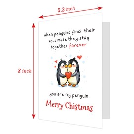 Ogeby Penguin Christmas Card with Envelopes, Funny Christmas Card for Boyfriend Husband Partner Couples, Boyfriend Christmas Gifts, You are My Penguin