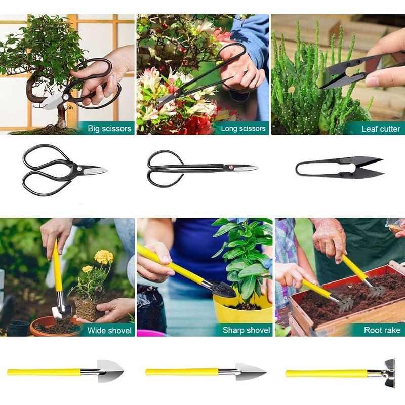 MOSFiATA Bonsai Tools Set 13 Pcs High Carbon Steel Succulent
