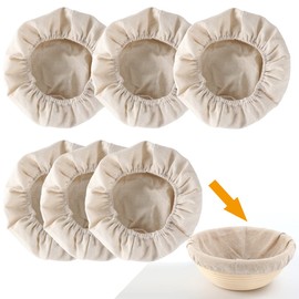 6Pcs Bread Proofing Basket Cloth Rattan Baking Dough Basket Cover Liner Sourdough Banneton Proofing Cloth Fermentation Basket Linen Liner for Baking Supplies (Round 23cm)