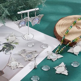 PH PandaHall Butterfly Pendant Trays Blank Pack of 40, Alloy Steel, No Gemstone