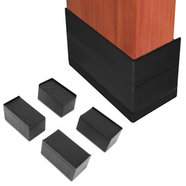 Omabeta 4PCS L Shape Rectangular Furniture Risers with Smooth Corners Design, Stackable Rubber Bed Lifts Blocks for Elevating Table Chair Sofa Bed Cabinet,Black