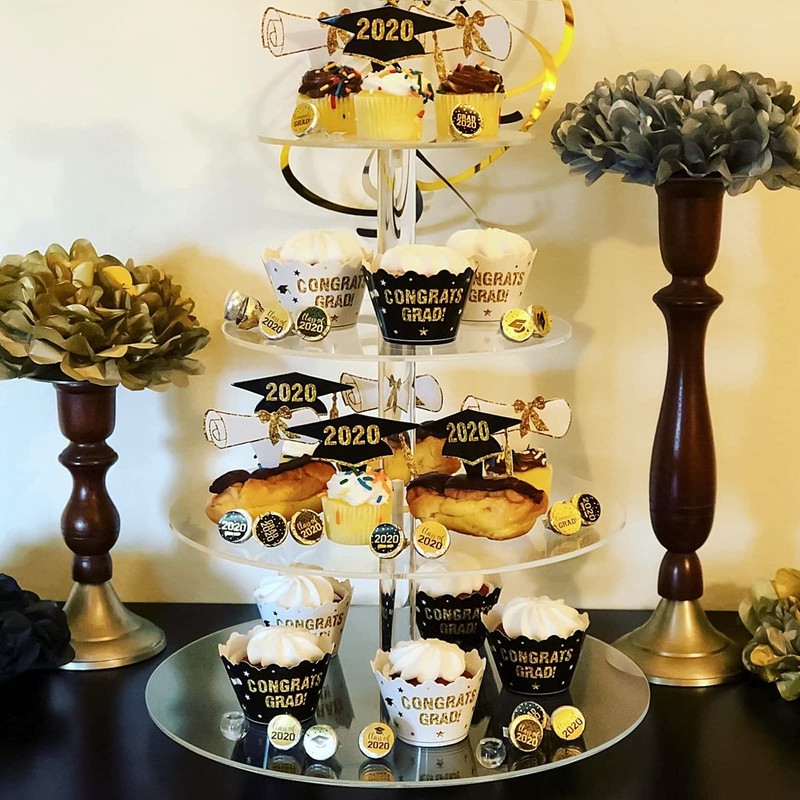 Boxalls Cupcake Stand, 4 Tier Round Acrylic Cupcake Display Stand