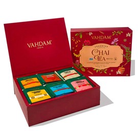 VAHDAM Assorted Chai Tea Sampler Gift Set (6 Flavors, 60 Tea Bags) Gluten Free, 100% Natural Ingredients - New Year Gifts 2024 | Gifts For Women & Men | Tea Gift Set