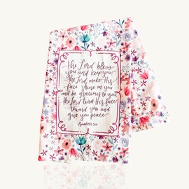 Elly and Grace Christian Kitchen Towels, Cute Religious Tea Towels for Decor & Cleaning, 100% Cotton 28 by 20 inches (The Lord Bless You)