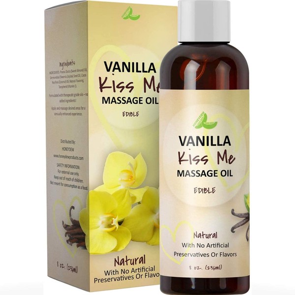 Enticing Vanilla Massage Oil for Couples - Sensual Massage Oil for Men and Women with Sweet Almond Oil for Skin Care and Vanilla Scented Oil for Tempting Couples Massage Oil for Massage Therapy