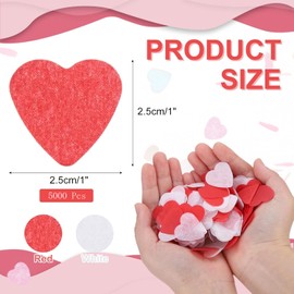 5000 Pieces Love Heart Confetti Paper, Red and white Heart Shaped Biodegradable Confetti Valentines Decorations, Romance Wedding Confetti for Christmas, Anniversary Table Decoration Paper Confetti