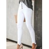 Sidefeel Women's White Jeans High Waisted Skinny Button Fly Raw