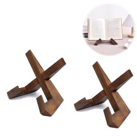 Vokowin 2pcs Plate Holder Display Stand, Picture Frame Stand, Wooden Display Stand for Book, Tabletop Picture Stand Decorative Plate (K368-2)