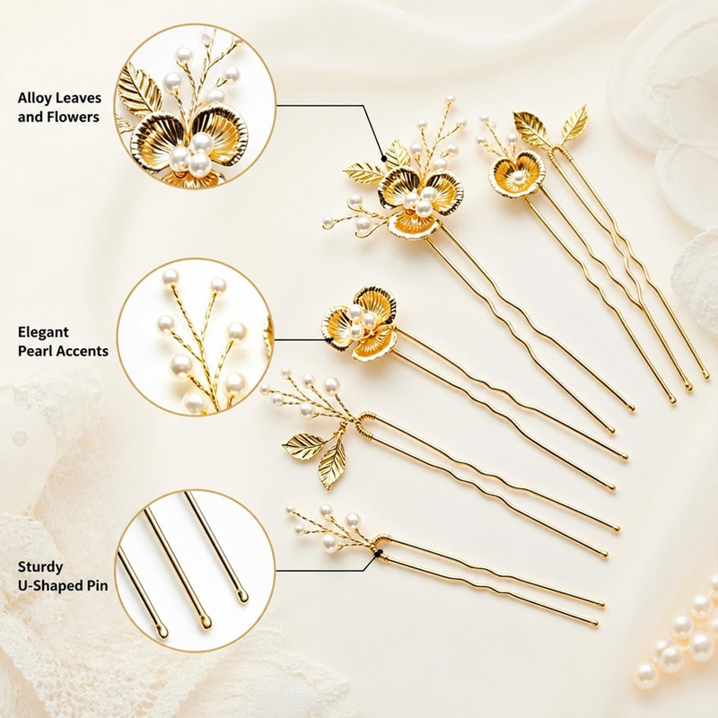 Bridal Accessories Combo - Pearl Hair Pins - Satin Bow
