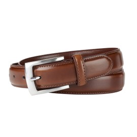 Sportoli Belts for Men Mens Belt Buckle Genuine Leather Stitched Uniform Dress Belt - Amber - Size 54 (Waist 52)