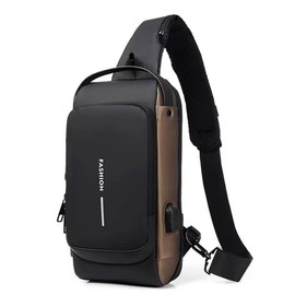 Bealin Waterproof Sling Bag Crossbody Backpack for Men Women Anti-Theft Sling Chest Bag with USB Charging Port for Hiking Walking Brown