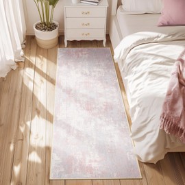 RELEANY Washable Area Rugs 2'x6' Non-Slip Modern Abstract Soft for Living Room Entryway Bedroom Nursery, Print Pattern, Grey Pink