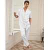 Ekouaer Men Satin Silk Pajamas Set 2 Piece Button Down