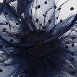 fghuim Women's Organza Church Kentucky Derby British Bridal Tea Party Wedding Hat Feather Hair Clip Fascinators Hat (Navy Blue)