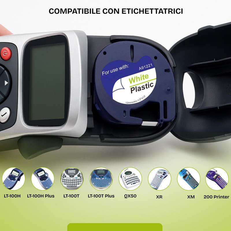 OYEMAT 6 Nastri Compatibili con Dymo LetraTag 91201/91221 12mm x