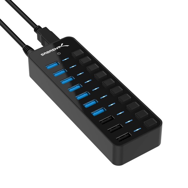 SABRENT SABRENT 60W 10 Port USB 3.0 Hub Includes 3