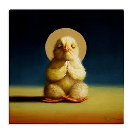Stupell Industries Yoga Chicks Funny Farm Animal Painting Lotus Pose, Design by Lucia Heffernan Canvas Wall Art, 17x17, Yellow