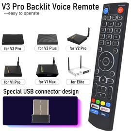 Upgraded V3 Pro Backlit Remote Replacement Voice Remote Compatible with vSeeBox V1Pro/V1 Max/Elite/Max/ V2Pro / V3Pro / V3 Plus / V5Pro，with Stable Connector，2 Year Warranty