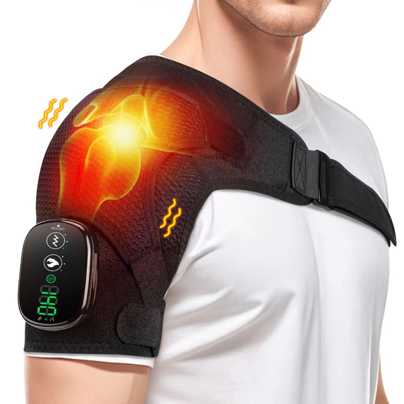 Cordless Heated Shoulder Brace with Vibration Massage – 3-Level Electric
