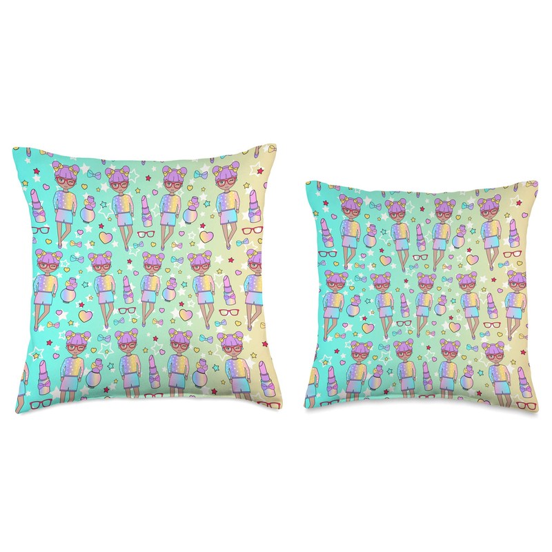 Gildel Design Fashion Doll Turquoise and Yellow Throw Pillow, 16x16,