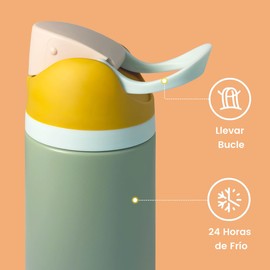 EASYTAO Termo Acero Inoxidable 24OZ, Dos Maneras de Beber, Térmica de Botella con Pajita para Deportes y Viajes, Doble Pared y Tapa Hermética Antigoteo, con Asa para Transportar (Verde, 24OZ/710ML)