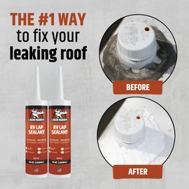 Liquid Rubber RV Lap Sealant, Self-Leveling Roof Sealant for RV Vents, Skylights, AC Units & Roof Seams, Waterproof, White, 1 Pack
