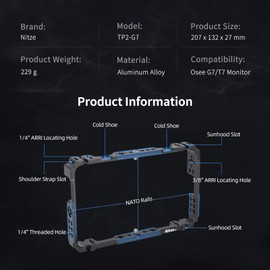 Nitze Cage for OSEE G7/T7 Monitor, with Sunhood and 4 Built-in NATO Rails -TP2-G7