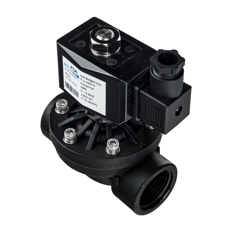 FSA Solenoid Valve Plastic PA6 1 Inch 230 V AC