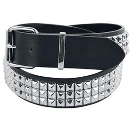 Black Premium by EMP Unisex Black Triple Row Rivet Belt, black
