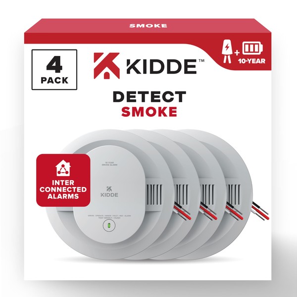 Kidde Kidde Hardwired Smoke Detector, 10-Year Battery Backup, Interconnectable, LED
