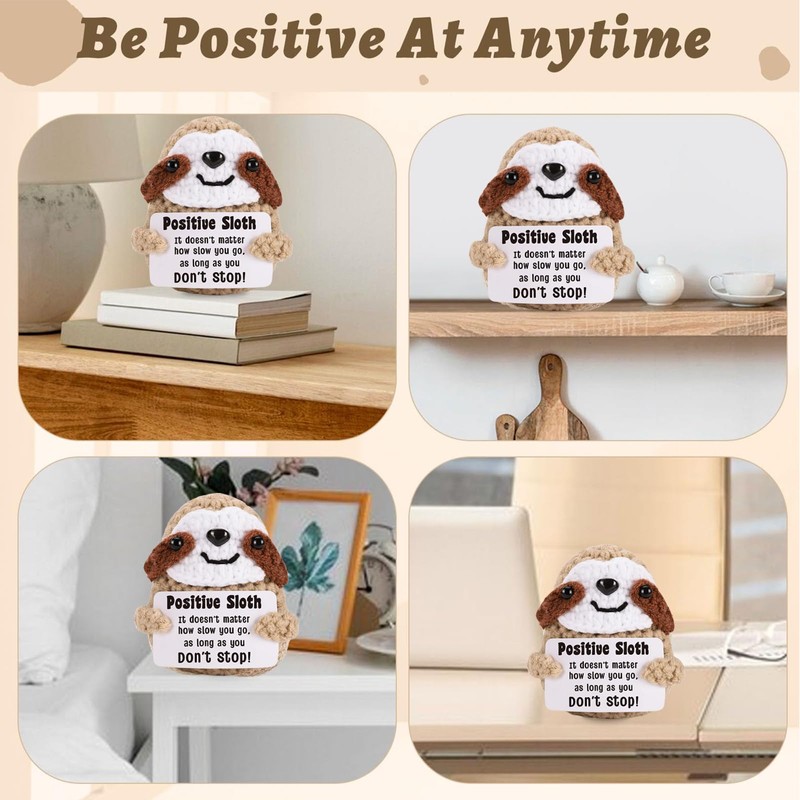 BelleVive Inspirational Positive Crochet Sloth - Handmade Little Memories Emotionally