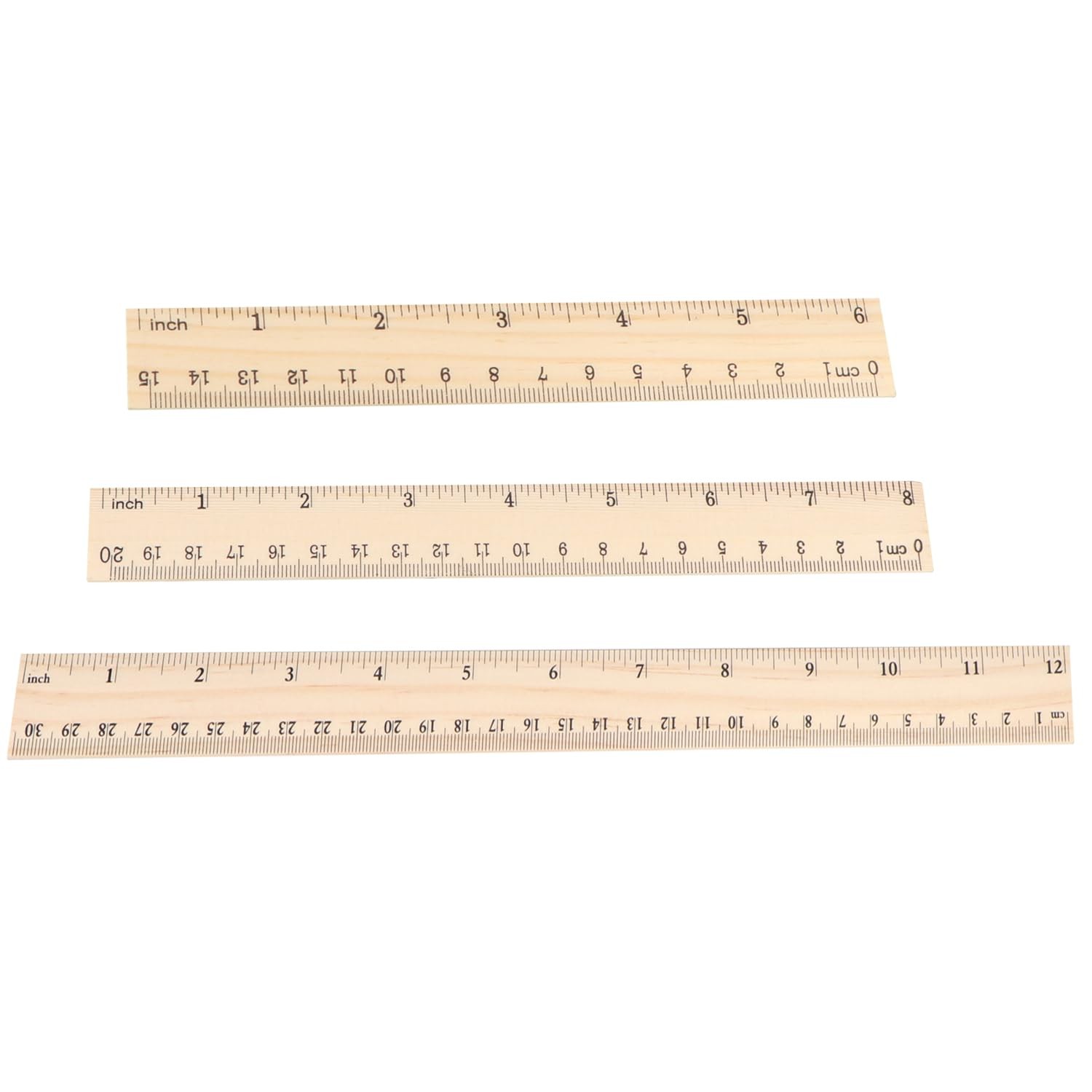 3 Pack Wooden Ruler 12 inch 8 inch and 6 inch Wooden Ruler Kit with ...