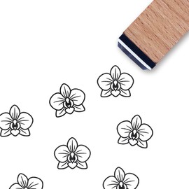 Orchid Flower Rubber Stamp, 3/5 Inch Small Mini Stamp for Scrapbooking Card Making Planner
