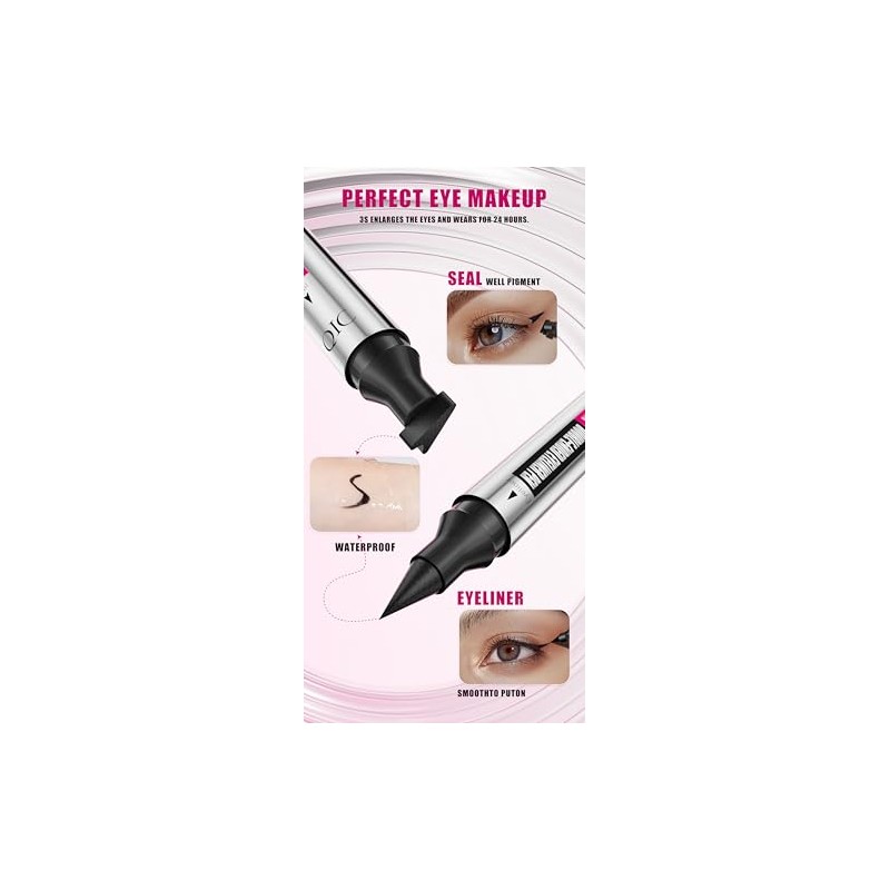 2-in-1 Waterproof Eyeliner Stamp and Liquid Eyeliner Pen, Double-Sided Winged