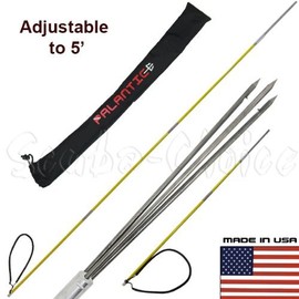 Scuba Choice 7' Travel Spearfishing 3-Piece Pole Spear 3 Prong Barb Paralyzer Tip Adjustable to 5' with Bag