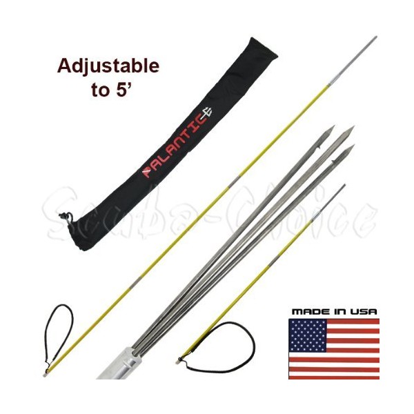 Scuba Choice 7' Travel Spearfishing 3-Piece Pole Spear 3 Prong Barb Paralyzer Tip Adjustable to 5' with Bag