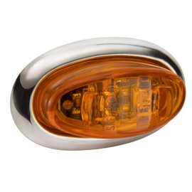 5 AMBER AMBER MINI OVAL 2 LED DIODES 2" X 3/4" .75" CLEARANCE MARKER TRAILER TRUCK LIGHTS W BULLET ENDS