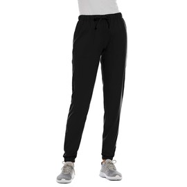 Jogger Scrub Pants for Women 5 Pocket 4-Way Stretch Elastic Waistband Elements EL9315 (Black, Large)