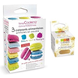 ScrapCooking Food colouring set blue, green, purple + Edible golden glitter