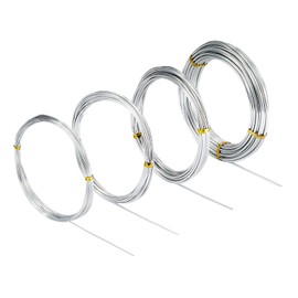 4 Pcs Aluminum Craft Wires, 3mm*10m, 2mm*5m, 1.5mm*5m, 1mm*5m, Bendable Craft Wire for Sculpting Armature DIY Jewelry Making (Silver)