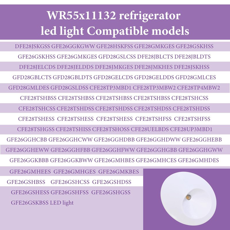 WR55X11132 WR55X25754 Refrigerator Led Light and Cover Assembly For GE