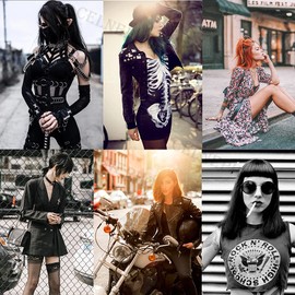 CELNEPHO Womens Chunky Platform Knee High Boots High Heel Round-Toe Zip Punk Goth Mid Calf Combat Boots For Women