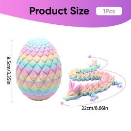 YEVON 3D Printed Dragon Egg with Dragon Inside – Mystery Articulated 3D Dragons Fidget Toy with Flexible Joints, Dragons Egg Toy for Kids & Adults, Stress Relief Desk Decor Gift for Home Office